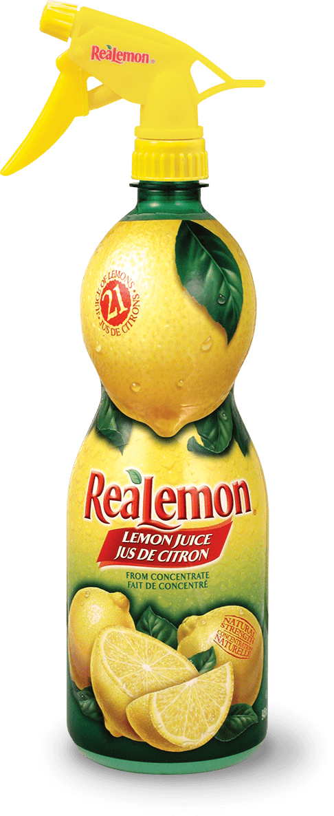 Bottle of ReaLemon lemon juice with spray bottle top