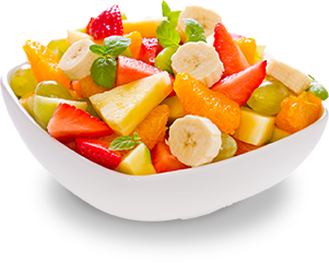 Bowl with fresh fruit salad