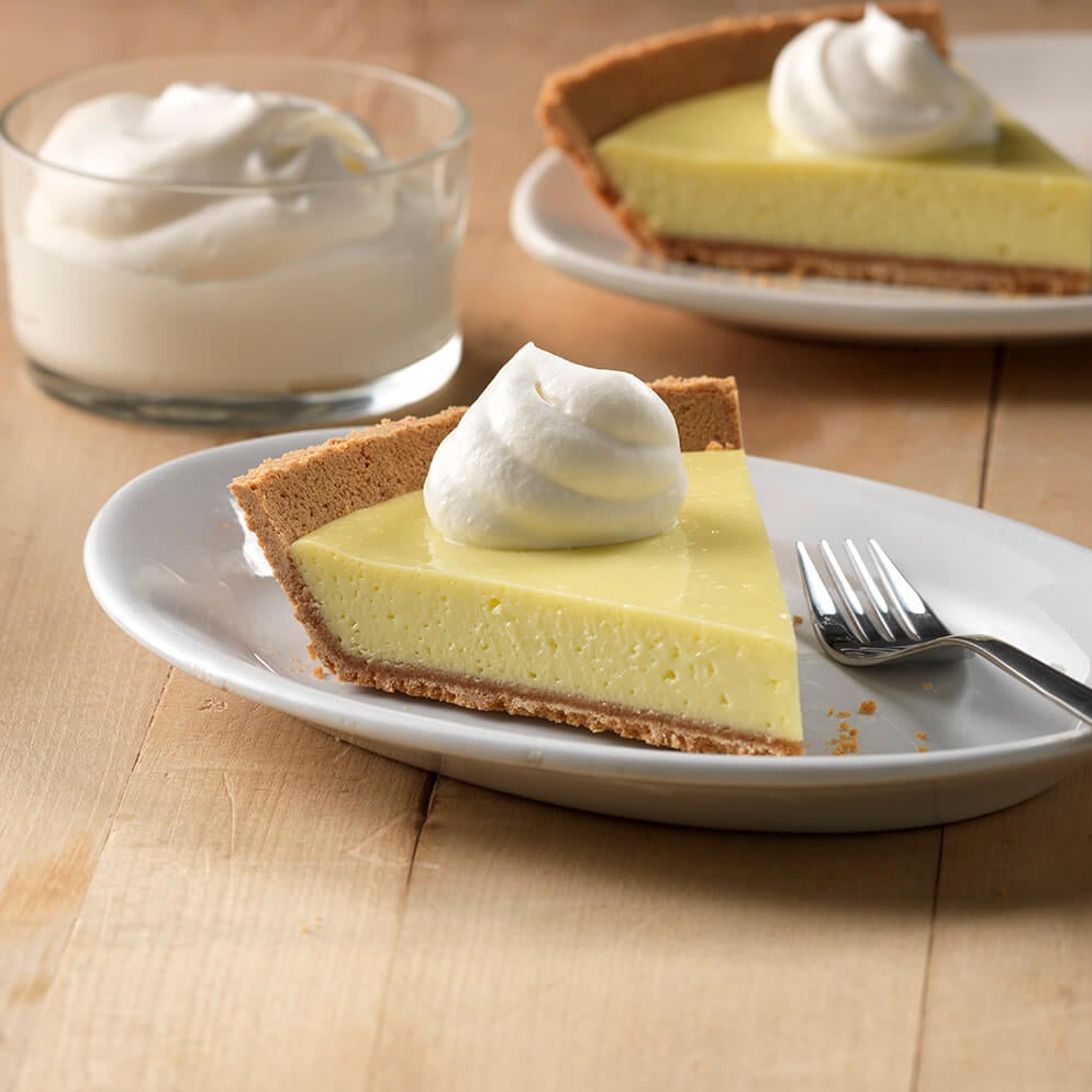  Creamy Key Lime Pie sliced on plate recipe made with ReaLime 