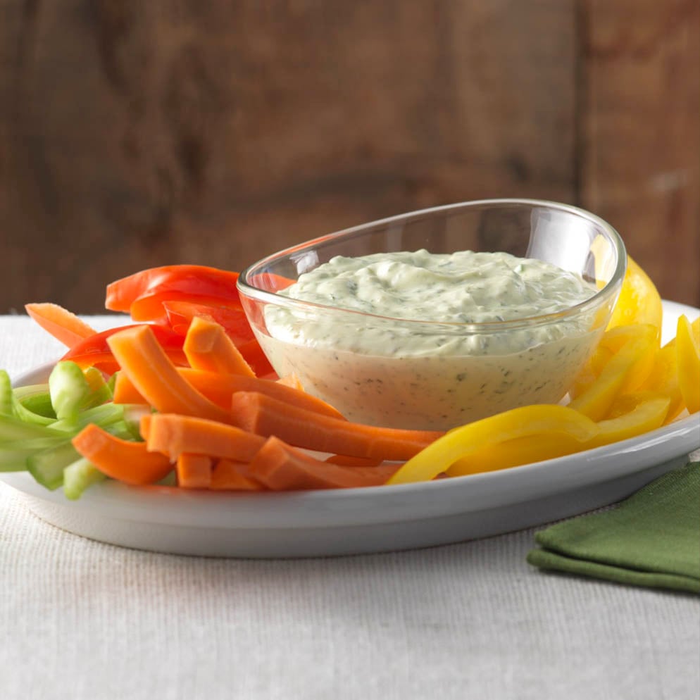  Lemon Salsa Verde Dip with cut vegetables recipe made with ReaLemon Flavour Infusions Garlic 