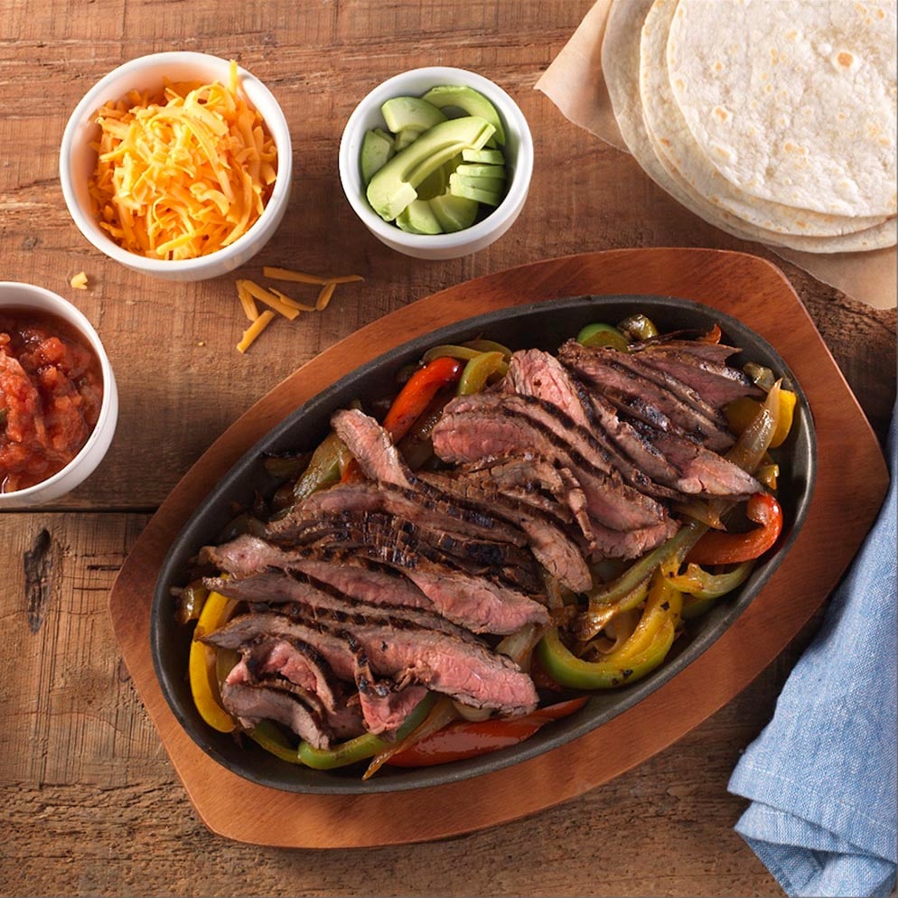  Southwest Steak Fajitas on platter recipe made with ReaLemon 