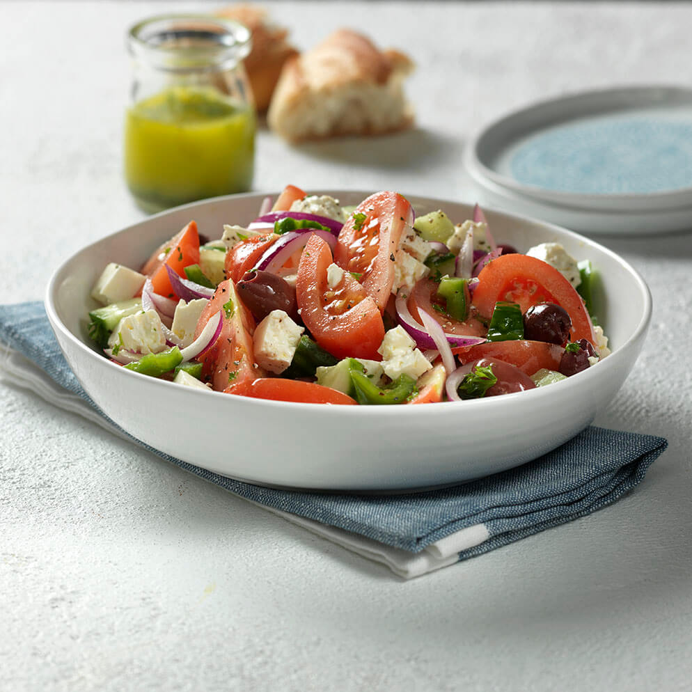  True Greek Salad in bowl recipe made with ReaLemon 